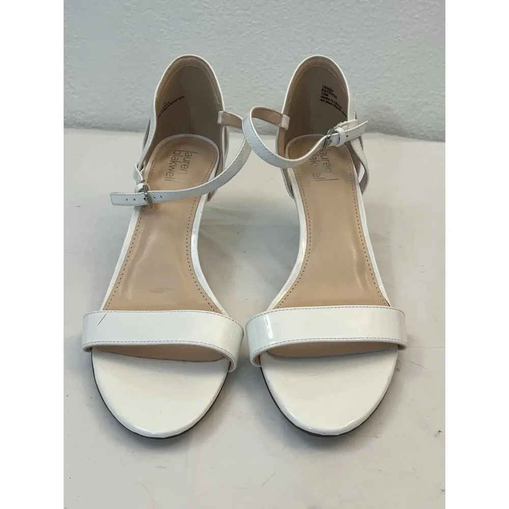 Lauren‎ Blackwell Wedding Formal 10M Open Toe Patricia 2.75 Kitten Heel White